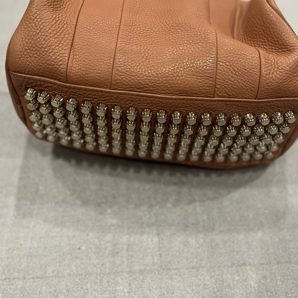 ALEXANDER WANG Soft Pebbled Lambskin Rocco Tan Pale Shoulder Handbag Gold Accent - Picture 7 of 13